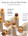 Ogee Sculpted Complexion Foundation Stick (Oak 5.5N - Medium Beige, Golden Undertones) Full Coverage Foundation Makeup - Instantly Balance & Even Complexion - 70% Organic Ingredients