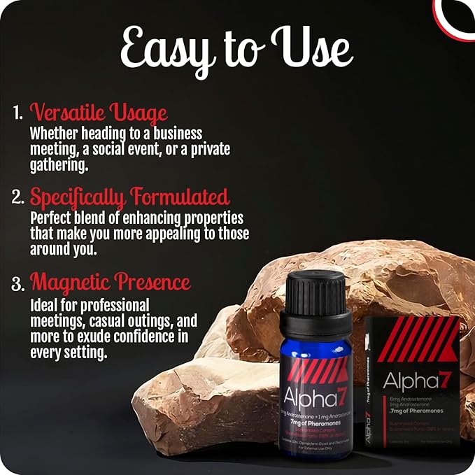 Alpha 7 Unscented - Pheromone Cologne for Men with Pure Pheromones - High Concentration Blend to Attract Women - Top Selling Perfume Oil Designed to Complement Your Scent (1x (1 ml) and 1x (10 ml))