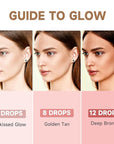 Face Tanning Drops to Add to Lotion,14 Day Long Lasting Effect Face Self Tanner Bronzing Drops, Natural Organic Ingredients, Quick Tan Drops, Self Tanning Drops for Face and Body