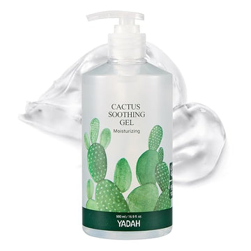 YADAH Cactus Soothing Gel (16.9fl oz) - Sunburn Relief, Calm, Cool & Soothe Irritated Skin, Face Redness. Korean Skin Care. 95% Cactus Extract, Vegan.