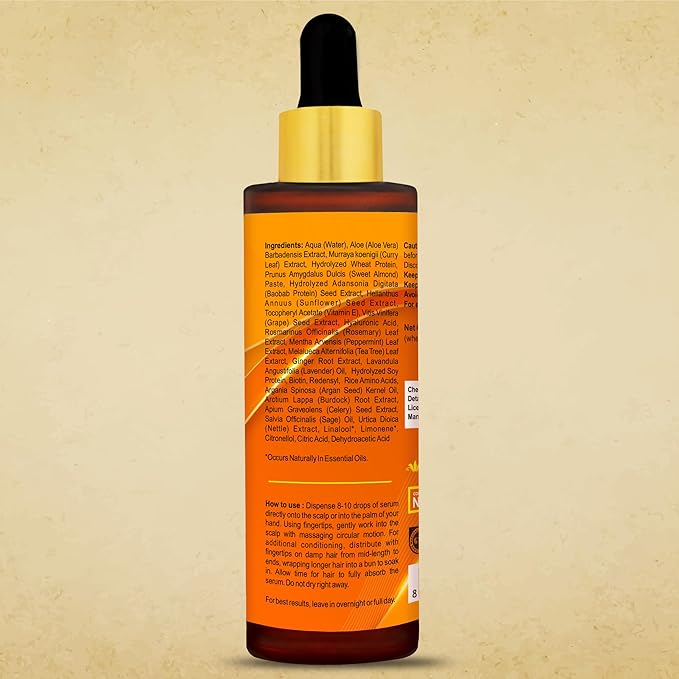Rosemary Mint & Biotin Hair Growth Serum Formulated With Biotin, Hyaluronic Acid, Baobab Protein, Rosemary, Mint & Other 22+ Natural Herbs and Extracts Combat Hair Loss and Promote Hair Growth 60 ml