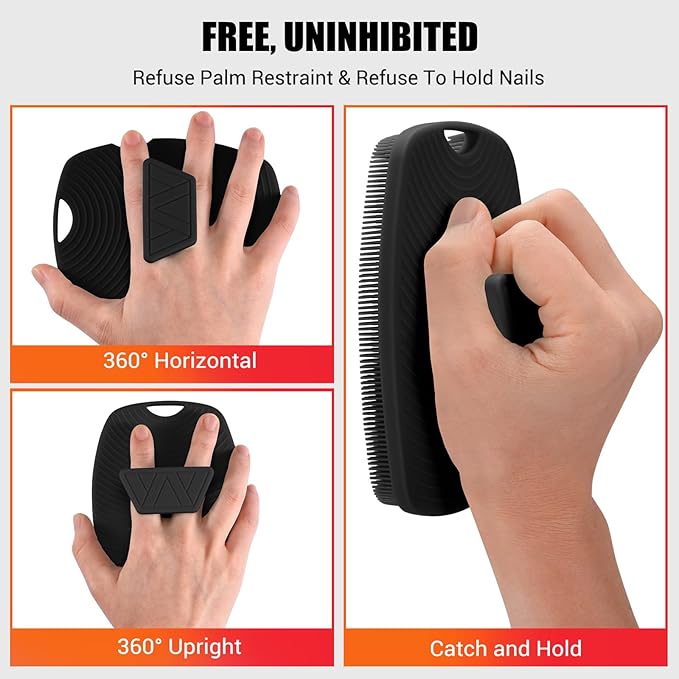 Zinc Infused Silicone Body Scrubber for Shower,Food-Grade Handheld Cleansing Skin Brush, Gentle Exfoliating and Lather Well - Black
