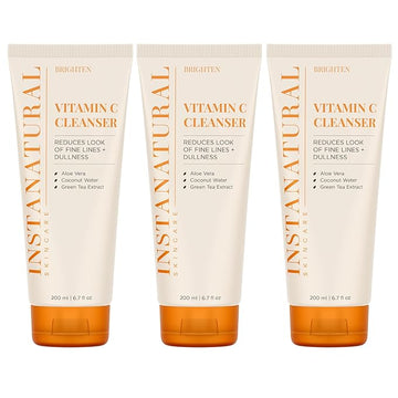 InstaNatural Vitamin C Cleanser Face Wash, Brightens and Reduces Signs of Aging, Fine Lines and Uneven Texture, with Coconut Water and Aloe Vera, 6.7 FL Oz - 3 Pack