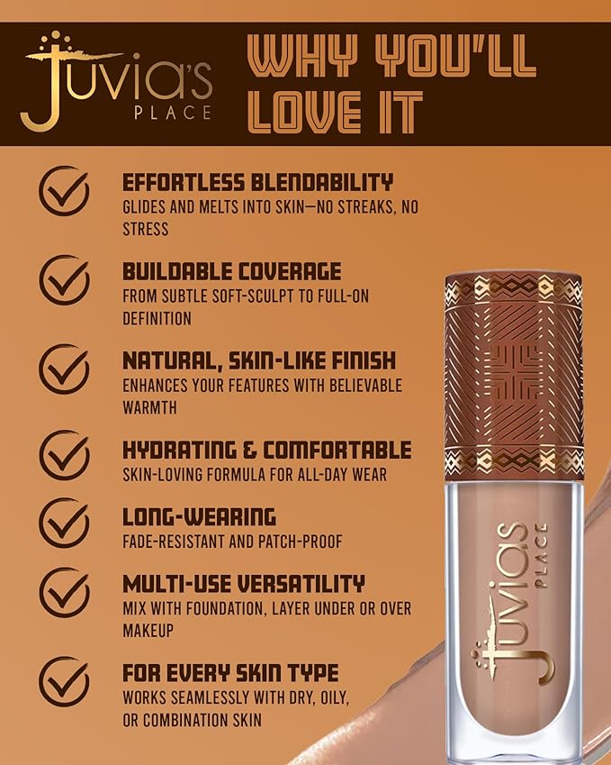 Juvia’s Place Bronzed Liquid Bronzer - Cinnamon - Liquid Bronzer for Face with Silky Blendable Texture - Buildable Coverage for Natural Contour & Dimension - Easy-to-Blend, Patch-Proof Formula
