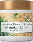 Manuka Honey Eczema Cream Moisturizing Lotion Fragrance Free For Psoriasis Relief - Itchy, Dry Skin Rash Ointment - Skin Soothing Moisturizer - Body & Face Cream - Kids & Adults 2oz