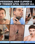 Beard Trimmer Kit Hair Clipper Set Professional Electric Foil Shaver Razor for Men Haircutting Machine for Barber Clippers and Trimmers Grooming Kit Nose Body Hair Trimmer