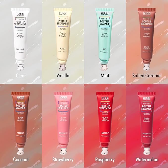 KISS NEW YORK Peptide Lip Treatment, Hydrating & Non-Sticky Plumping Balm, Shea Butter, Castor Oil & Squalane Reduces Look of Fine Lines, Softer & Fuller Lips with Cooling Metal Tip (Unscented Clear)