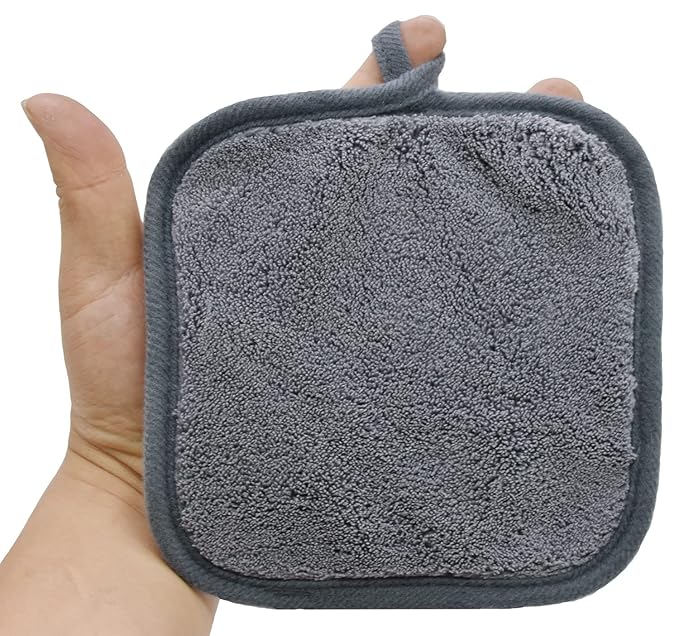 Makeup Remover Cloths for Face, Eye, Lips - Reusable Makeup Remover Pads Soft Microfiber Facial Cleansing Cloths 5 x 5 inch 6 Pack (Gray)