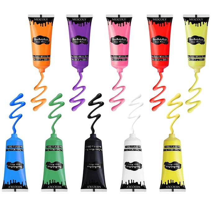 MEICOLY Pink Halloween Face Body Paint, 2.37Oz Large Tube Water Based Non-Toxic Body Paint for Adult Children,Highly Pigmented Face Painting for SFX Special Effects Cosplay Makeup