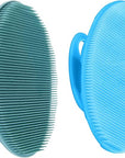 INNERNEED Food-Grade Soft Silicone Body Cleansing Brush Shower Scrubber, Gentle Exfoliating and Massage for All Kinds of Skin (Blue+Dark Green)
