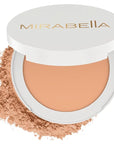 Mirabella Invincible Pure Pressed Powder Foundation - Buildable Mineral Makeup & Blurring Setting Powder for All Skin Types - HD Matte Finishing - Tan T12