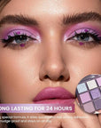 Purple Pink Eyeshadow Eye Shadow Palette Makeup,Violet Lavender Eyeshadow Palette Make Up Highly Pigmented Waterproof Mauve Bright Purple Pink Sparkling Eye Shadow, Long Lasting