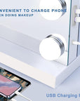 Hollywood Vanity Mirror with Lights, 24 Dimmable Bulbs, 3 Color Lights,Make Up Lighted Mirror, Aluminum Metal Frame, USB Charging Port（48" x 30"）