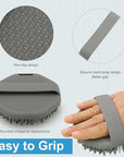 Silicone Body Scrubber，Exfoliating Body Scrubbers for use in Shower,Silicone Body Brush for Showering and Anti-Slippery Handles for All Skin Types(Grey)