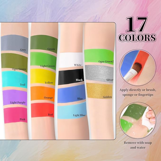 Gold Face Body Painting Stick, Professional Gold Full-coverage Cream Face Paint for Halloween SFX Cosplay Makeup, Washable Eye Body Stick for Adult Costume Party
