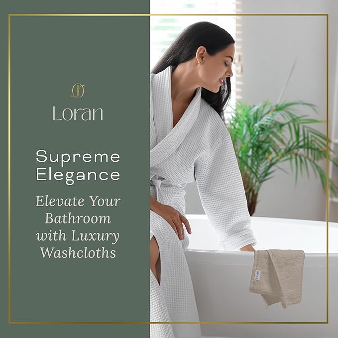 Vanilla Extra Large Washcloths Set of 6 Soft Body Cloths 13” x 13” 70% Viscose Derived from Bamboo, 30% Cotton Spa-Like Feel Silky for Skin Cleansing