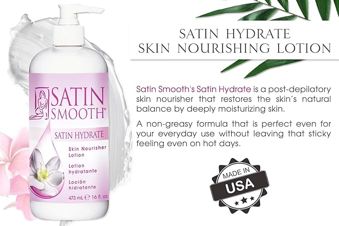 SATIN SMOOTH Post Wax Lotion - Hydrating Skin Nourisher for Smooth & Healthy Skin, After Wax Care Treatment, 16 fl oz