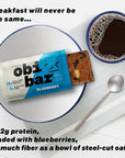Obi Bar Blueberry - Protein and Oat Fiber Bar | All Natural | Meal Bar | Heart and Gut Health | Lightly Sweet | Natural Blueberries | Almond Chunks | Soy Free, Dairy Free | Breakfast Bar