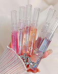 2Pcs Plumping Lip Gloss, Lustrous Dewy Finish Moisturizing Shimmer Color Changing Lip Stain Tinted Lip Balm Long Lasting Nourishing Reduce Lips Lines Plumping Serum Lip Oil Care