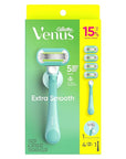 Gillette Venus Extra Smooth Razor for Women, Includes 1 Reusable Razor Handle + 4 Refills, 5-Bladed, Ergonomic No-Slip Gel Handle and Shower Holder