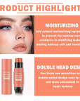 Cream Blush Stick with Brush,Waterproof Blush Makeup,Long Lasting Coral Orange
