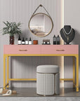 WESTREE Women Makeup Vanity Desk with 2 Drawers - Bedroom Home Office Desk, Wooden Height Monitor Stand & Storage Shelf Without Mirror, Pink Table Great Gift for Her