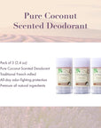 A La Maison Coconut Aluminum Free Deodorant for Women and Men - Natural Deodorant (3 Stick Bulk Pack)