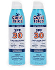 Coral Isles SPF 30 Sunscreen Spray - Hawaii Compliant - Oxybenzone & Octinoxate Free - Broad Spectrum - Water Resistant, 6 Fl Oz (Pack of 2)