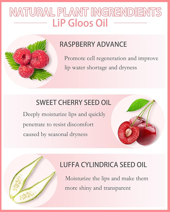 Glow Reviver Lip Oil Moisturizing Lip Gloss for Dry Lips, Clear Lip Oil with Plumping, Hydrating Effects, Women's Makeup Gift (#006 Berry)
