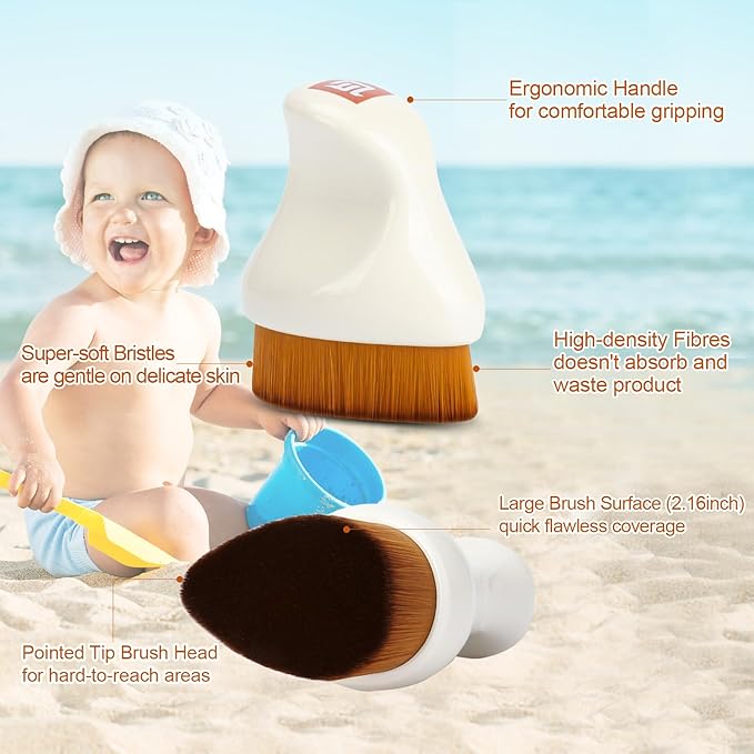 Sunscreen Applicator for Kids,Sunscreen Brush Sunblock Applicator with Protective Case for Kids,Baby,Adult,Beach Essentials for Sunscreen, Suncream and Sun Lotions (White A)