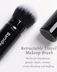 Makeup Brush Kabuki Face Brushes Retractable Travel Blush Brush Portable Flawless for Foundation, Powder Blush, Bronzer, Buffing, Liquid, Cream, Cruelty Free with Cover(Round-Head)