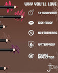 Juvia's Place Long Wear Lip Pencil – Center Of Attention – Waterproof & Kiss-proof, Long Lasting Lip Liner, Smooth Application - Soft Matte Finish Base for Lipstick - 13 Hours of Wear for Everyday Use