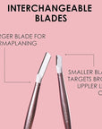 JAPONESQUE - SKINTherapy Dermaplaning Facial Razors - Two Blade Sizes with Interchangeable Handle, Eyebrow Razor, Ultra Sharp Japanese Blades, For Hair Removal, Multipurpose Exfoliating