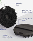 ManmiHealth 2 PCS Silicone Body Scrubber Shower Brush, Upgrade Super-Exfoliating Shower Scrubber with Non-Slip Hand Strap, Silicone Body Buffer for Use in Shower with a Free Hook (Black*2)