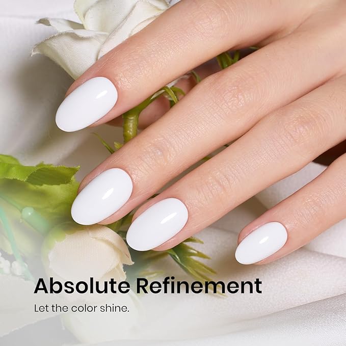 Beetles White Gel Nail Polish,15ml French UV Nail Polish Soak Off Nail Art Manicure Salon DIY Design Home Snowdrop Gift for Woman Colorful Bottle Gel