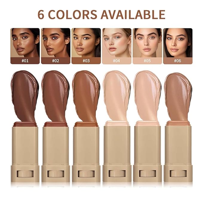 2 Pcs Foundation Stick Beauty Balm Serum Boosted Skin Tint, 2025 New Makeup Tint, Portabl Moisturizing Essence Contour Stick Foundation Beauty Balm (#06)