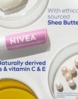NIVEA Shimmer Lip Care, Shimmer Lip Balm with Shea Butter, Nourishing Oils and Vitamin C & E, 3-in-1 Moisture, Repair (for Dry Lips) and Shimmer, 0.17 Oz Stick
