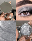 Single Glitter Eyeshadow, Shimmer Eyeshadow Palette, Korean Eye Glitter Makeup, Ultra-Blendable, Sparkle Silver Eye Shadow, Single Shade Metallic Pigmented, (Silver)