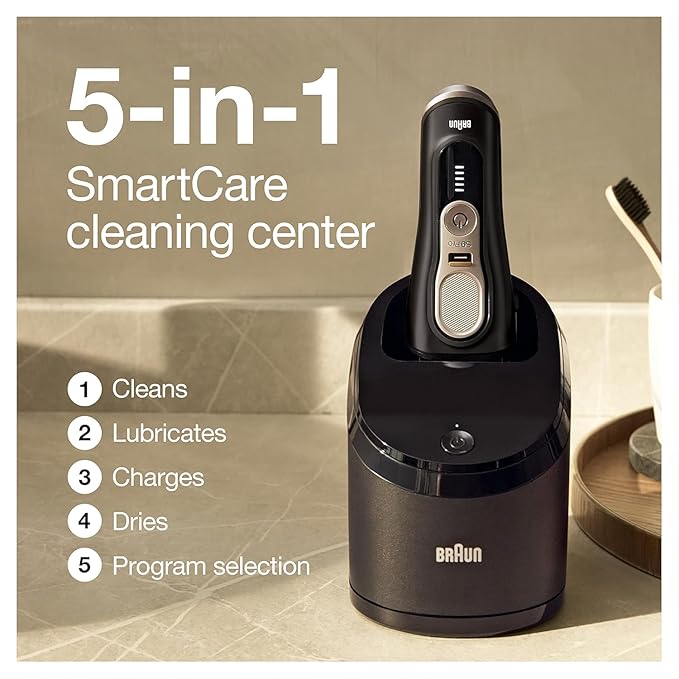Braun Electric Razor,Waterproof Foil Shaver for Men,Series 9 Pro 9460cc,Wet & Dry Shave,w/ProLift Beard Trimmer for Grooming,5-in-1 Cleaning & Charging SmartCare Center, Head Shavers for Bald Men