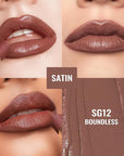 Oulac Color Rich Satin Lipstick - Greyish Brown Full Coverage Lip Color, Creamy Silky-Smooth, Moisturizing, Satin Matte Finish, Infused With Shea Butter, Vegan & Clean Beauty, 4g, SG12 Boundless