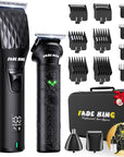 FADEKING® Professional Hair Clippers for Men - Cordless Beard Trimmer for Men, LCD Display Hair Clippers and Trimmer Set for Barber Haircut & Mens Grooming with Travel Case(Black)