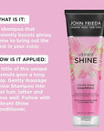 John Frieda Vibrant Shine, Shampoo, Hydrating Shampoo with Rosehip Oil for Glossy & Shiny Hair, Enhances Shine for Radiant, Glossy Hair Across All Shades, Styles, & Textures, 8.45 Oz
