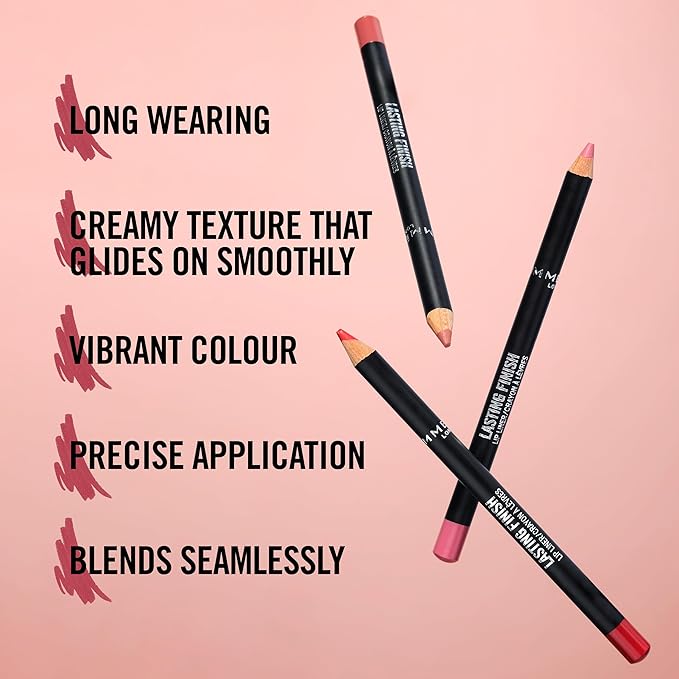 Rimmel Lasting Finish 8HR Soft Lip Liner Pencil - Vibrant, Blendable Formula to Lock Lipstick in Place for 8 Hours - 880 Wine, .04oz