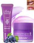 2Pcs Lip Glowy Balm & Lip Women-04Grape