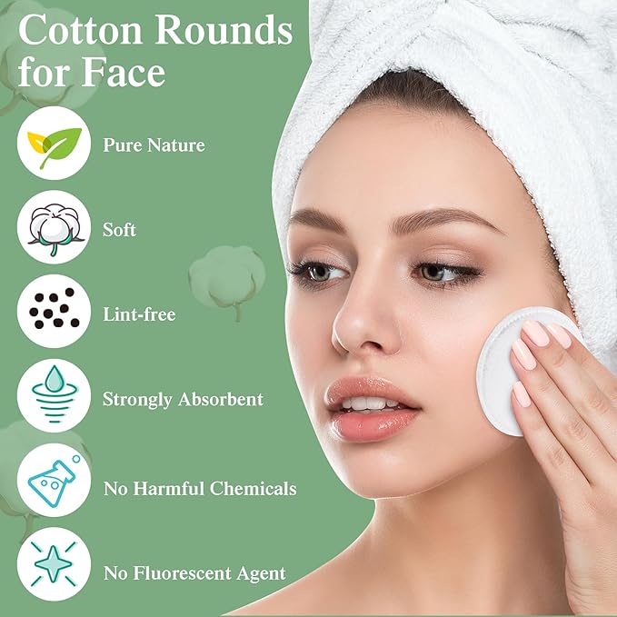 Maxcheck 600 Pcs Cotton Rounds Bulk Exfoliating Rounds for Face Makeup Remover Cotton Facial Pads for Face Makeup Removal Toner Pads
