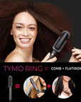 Hair Straightener Brush, TYMO Ring Hair Straightener Comb Straightening Brush for Women with 5 Temps 20s Fast Heating & Dual Voltage, Black