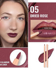 Oulac Pink Retractable Lipliner Pencil 2in1 Waterproof Makeup Crayon for Lip Liner and Eye Liner, Smooth and Creamy, Long Lasting Matte Finish, Vegan Beauty, 05 Dried Rose