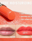 Oulac Moisturizing Shine Orange Red Lipstick for Women - 2 in 1 Orange Red Glossy Tinted Lip Balm, Hydrating Winter Lipstick for Dry Lips,Shine Juicy Finish Vegan 2.2g/0.07oz (12)