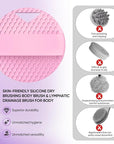 Lymphatic Drainage Silicone Body Scrubber for Shower - Exfoliating Silicone Loofah with Zinc Infused and Stiff Massage Nodes，for Improving Skin Health and Reduces Acne -Pink