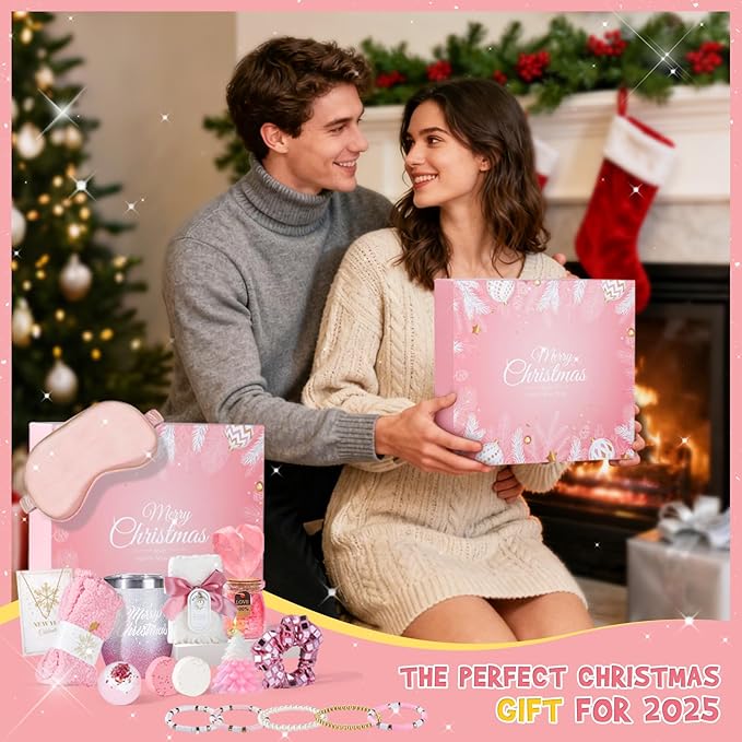 Advent Calendar 2025 Women-12 Days of Christmas Advent Calendars for Adult Women and Teen Girls, Luxury Spa Self Care Christmas Gifts Basket Countdown Calendar for Mom Wife Girlfriend Pink